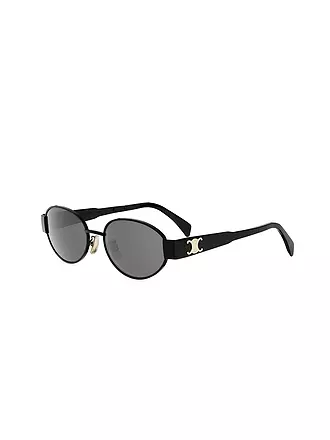 CELINE | Metal Triomphe schwarze ovale Sonnenbrille | 